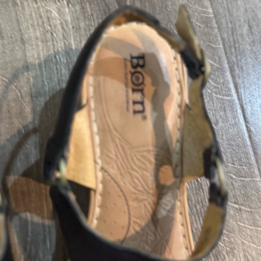 Born Black/Tan Leather Thong Wedge Women's Sandals Size 9 / 40.5 - Picture 11 of 14